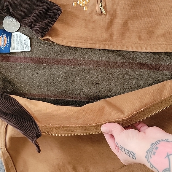 Dickies | tan distressed / blanket lined work jacket | MENS XXL - Picture 3 of 9